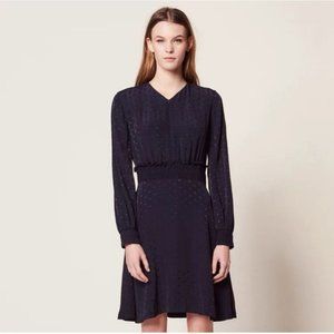 SANDRO | Claudia Polka dot dress crepe navy sz 36